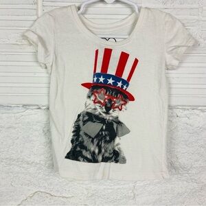 MAD Engine Red, Blue, and White Cat Graphic 4th of July patriotic T-Shirt SZ 3T